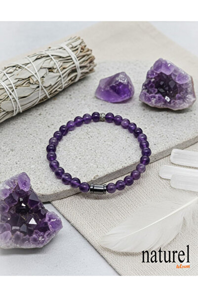 Naturel Tılsım Original Amethyst 6mm Natural Stone Bracelet