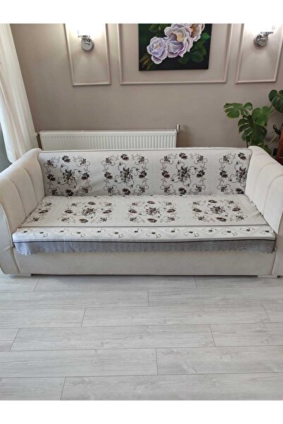 Genel Markalar Yeşil Kadife Baskılı Kaymaz Koltuk Ve Çekyat Örtüsü 180*210 Cm