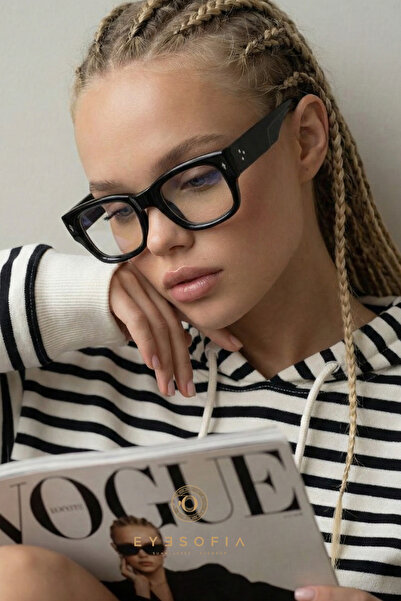 Eyesofia نظارات ماركو للجنسين ذات إطار أسود وفلتر الضوء الأزرق