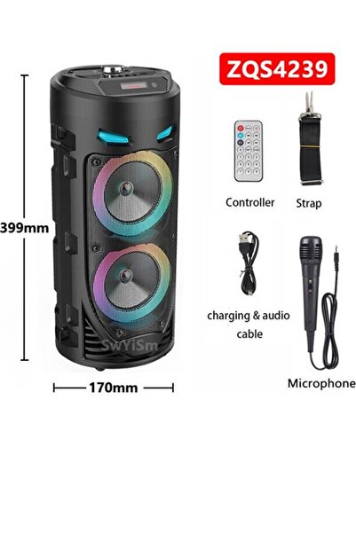 JUNGLEE Karaoke Mikrofonlu Bluetooth Hoparlör Led Işıklı Taşınabilir Kablosuz Speaker
