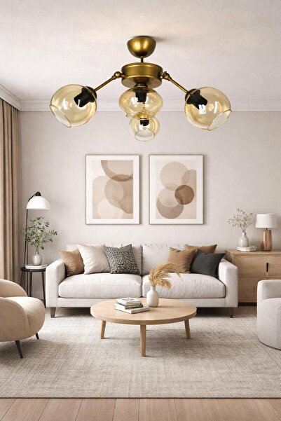 BİAVİZE 4'LÜ BAL CAMLI MODERN GOLD AVİZE