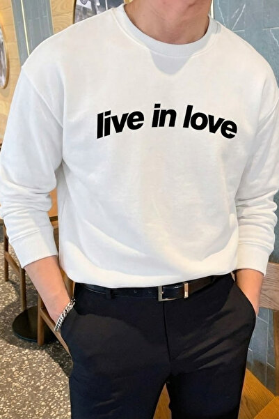 COMBİNE MİCHAİL Hanorac pentru bărbați din bumbac imprimat Live In Love, culo...