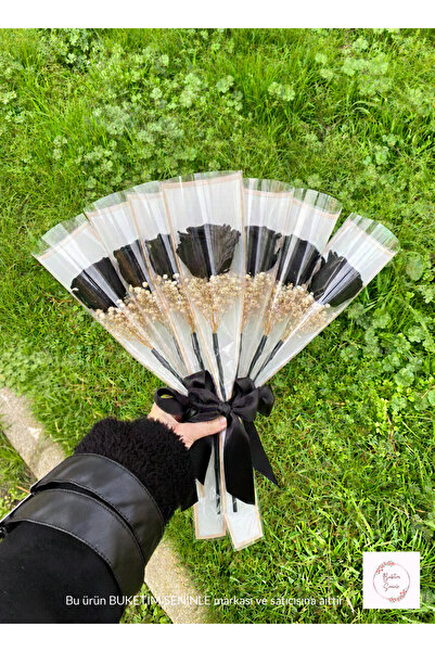 Buketim Seninle 10 Single Black Non-Fading Roses, Gift