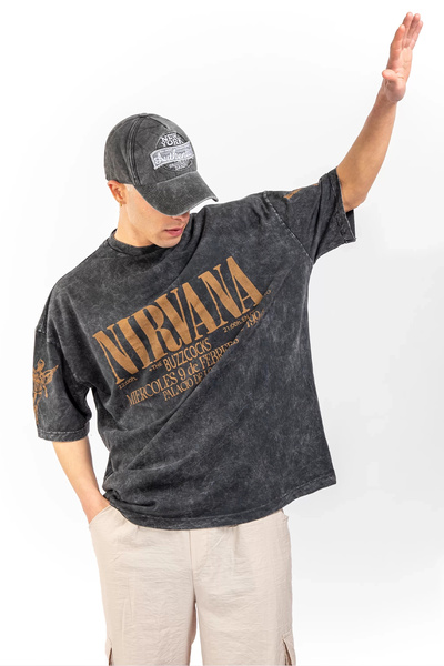 Sekizbiraltı Isprana Nirvana majica sa štampom na leđima, unisex oversize