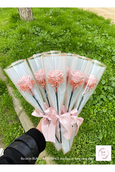 Buketim Seninle 10 Single Powdered Non-Fading Roses, Gift