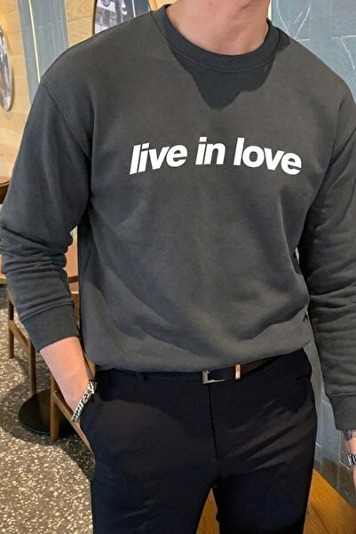 COMBİNE MİCHAİL Hanorac bărbătesc din bumbac imprimat Live In Love, cu aspect...