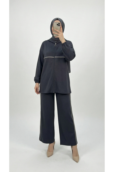 BENAHOLL طقم بنطلون من قطعتين من دوريّنا بخطوط وفواصل - MF1811 أنثراسيت