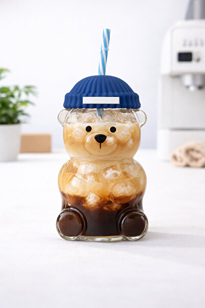 WERONY كوب كابوني باريستا من البوروسيليكات مع شفاطة باللون الأزرق، سعة 580 مل