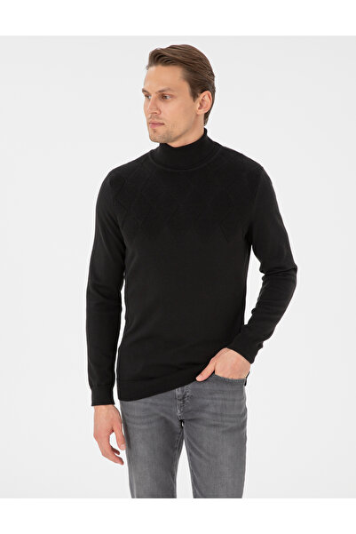 Pierre Cardin Black Slim Fit Turtleneck Sweater 50300507-Vr046