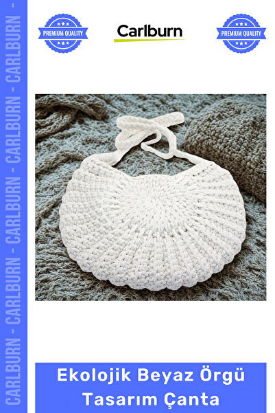 Carlburn # Geantă de mână ecologică, cu design alb din plasă, la modă, ușoară...