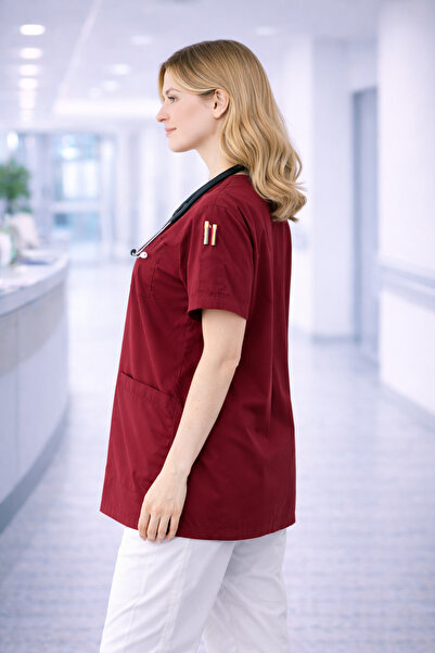 mirach Oversize 4 Cepli Hemşire Doktor Scrubs Tek Üst Üniforma Hastane Cerrahi Forma Rahat Medikal Kıyafet
