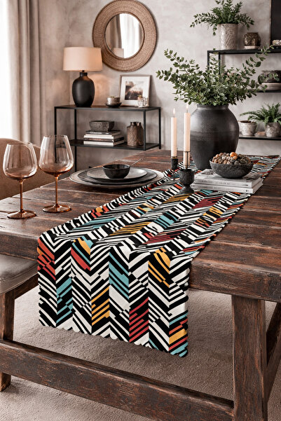 SasoHome Modern Sanat Pudra Rengi Dijital Baskılı Runner '' Ultra Kalite ''
