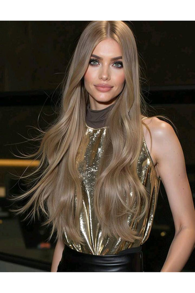 Makromehome Krem Düz Uzun Yarım Ay Saç – 3 Parça Çıt Çıt 80cm. 270 Gr. Vıp Serı