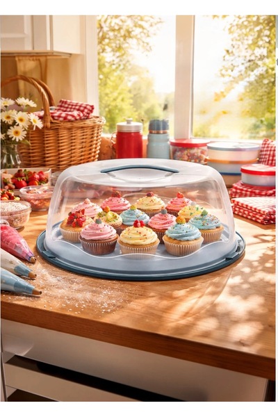 Sungroup Кутия за торта STAR, кръгла, XL, синя