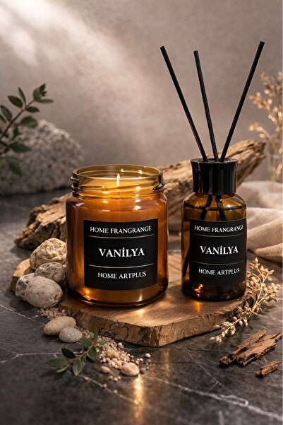 homeartplus Dekoratif 50 ml Amber şişe Vanilya Oda Kokusu Ve 185 gr Amber Kav...