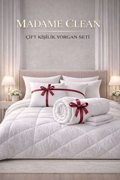 Madame Clean Home Çift Kişilik Antialerjik Lüx Microfiber Yorgan + 2 Adet 800 Gr Boncuk Slikon Yastık Seti
