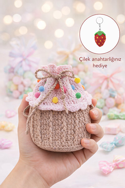ADeN Accessories & Punch Örgü Cupcake Çocuk El Çantası | Bayram Hediyesi | Kı...