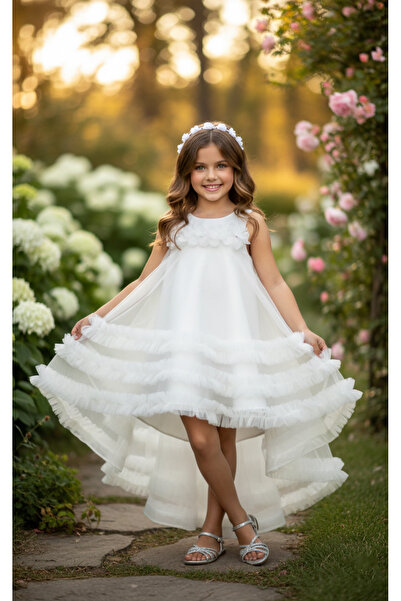 SIRRI Masalsı Güzellik: 6-10 Yaş Kız Çocuklar İçin Kuyruklu Abiye ve Taç