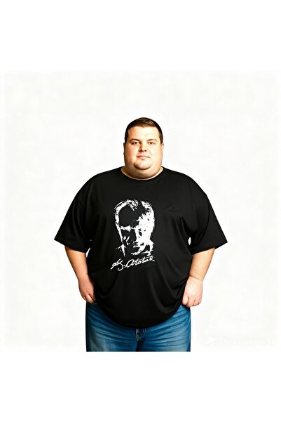 sngl Ανδρικό κοντομάνικο μπλουζάκι μεγάλου μεγέθους με στάμπα ATATURK 3XL 4XL...