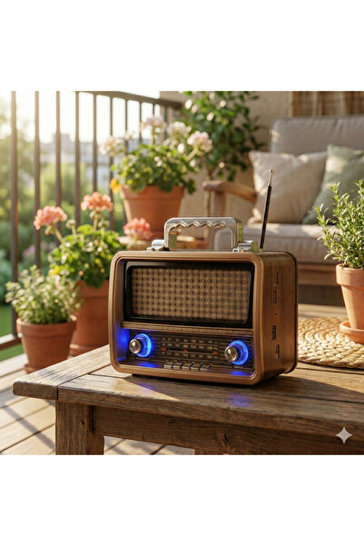 Dexxony Elektrikli Büyük Boy Nostaljik Salon Radyosu Ahşap Görünümlü Bluetoot...
