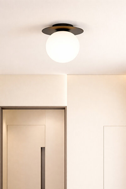 VENON 1 Adet Chiaro Forte Glop Beyaz Camlı Metal Gövde Modern Plafonyer Avize...