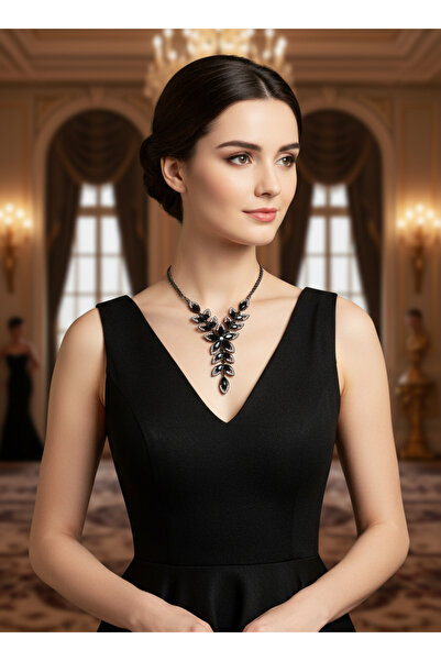 Moda Accessories Stone Leaf Design Stylish Women's Necklace – Elegant Evening...