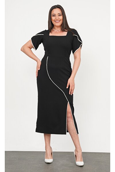 Butik Nilyam Γυναικείο βραδινό φόρεμα μίντι με μανίκια και φούστα με μαργαριτ...