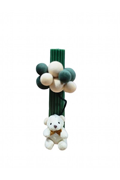 MASSIBEBE Lumânare de Botez Elegantă cu Ursuleț, Perle și Decorațiuni din Cat...