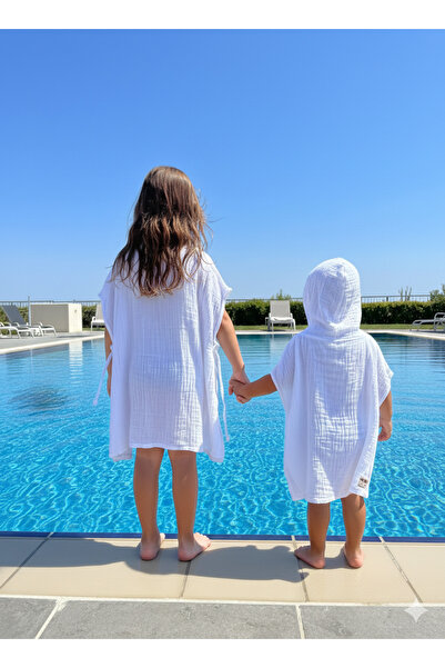 Las Vivas Kids Müslin Plaj Pançosu, %100 Pamuk Çocuk Bornozu, Bebek Deniz Hav...