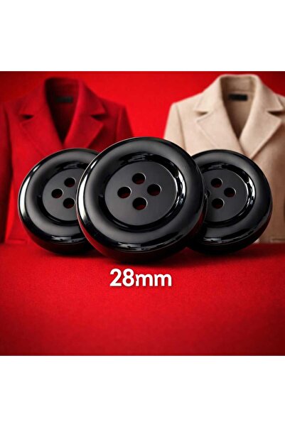 beyna aksesuar Black Polyester Jacket 44 Size, Italian Button - Pack of 6