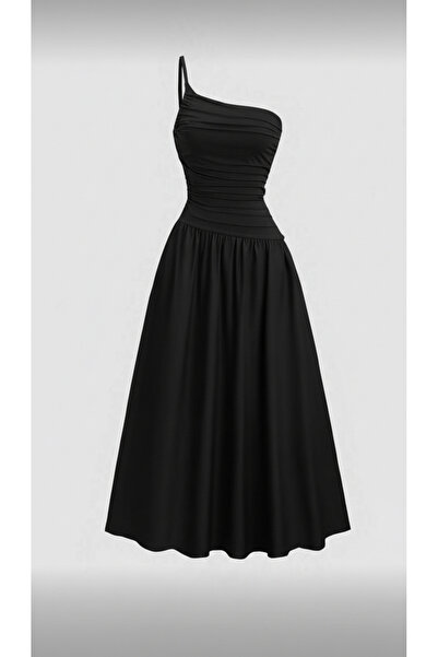 Dressco Alisa - Tek Omuz Drapeli Maxi Elbise