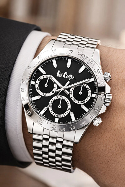 Lee Cooper Gümüş-siyah Renk Çelik Kordon&kasa Fonksiyonlu Erkek Kol Saati 3at...