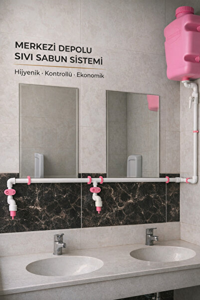 hilal kimya Merkezi Depolu 10 Lt 4 Musluklu Alttan Basmalı-Sıvı Sabunluk Sist...