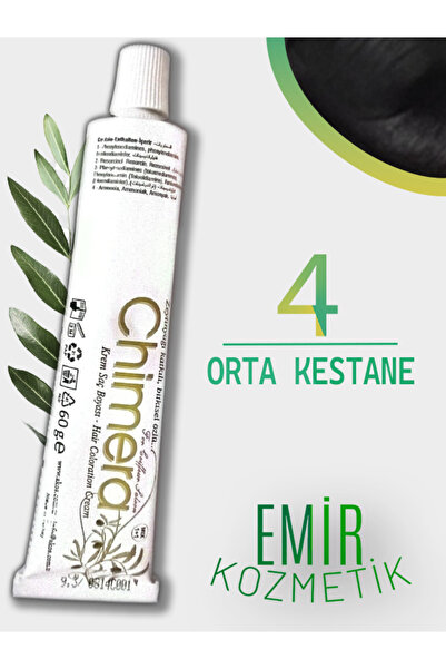 CHİMERA Yarı Bitkisel Saç Boyası No 4 - Orta Kestane 60ml