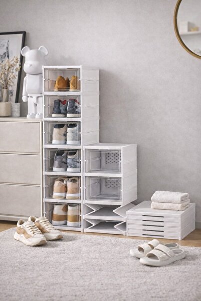 Evfix 6 Katlı Modüler Lüks Ayakkabı Kutusu Katlanır Ayakkabılık