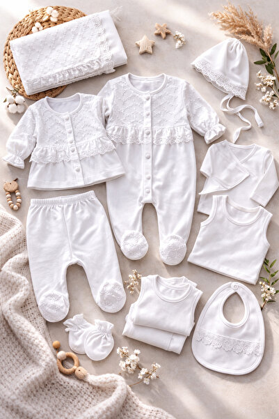 My Babies Label Yeni Doğan Kız Bebek 10 Parça Küpür Detaylı Lux Hastane Çıkış...