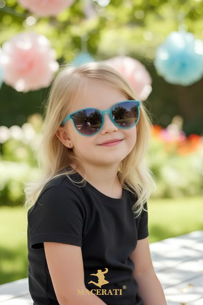 MACERATİ نظارات شمسية للأطفال من الجنسين بإطار أزرق من تانكا للأطفال بعمر 0-1...