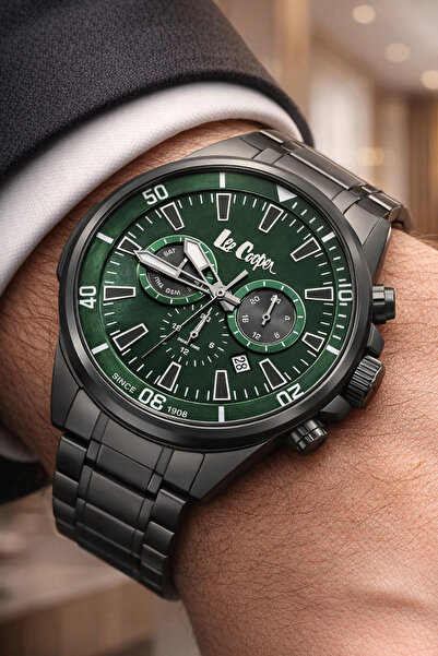 Lee Cooper Smoke-Green Men's Wrist Watch - Steel Cord and Case, 3Atm Bracelet...