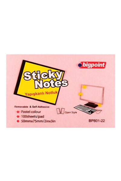 Bigpoint Lepilni papir za beleške 75x50mm roze x 12 komada
