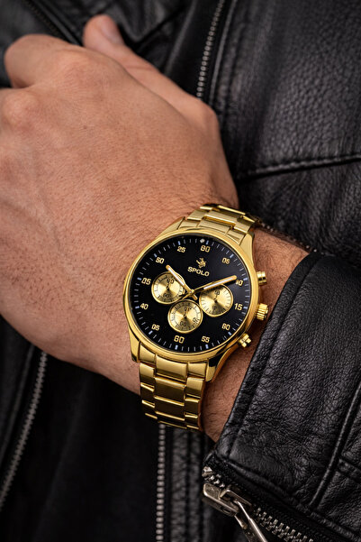 S.POLO YENİ SEZON ALTIN RENK ERKEK KOL SAATİ BİLEKLİK HEDİYELİ BABALAR GÜNÜ H...