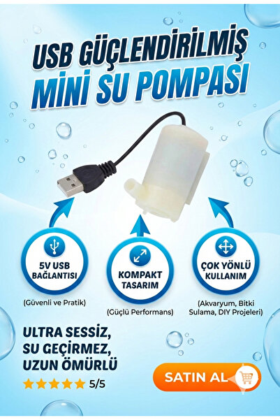 LOVYCO Usb'li Su Motoru 5v Ultra Sessiz Mini Su Pompası Dalgıç Hidrafor Dikey...