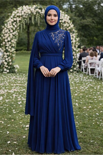 Alvina BÜYÜK BEDEN ŞİFON ABİYE ELBİSE 50406