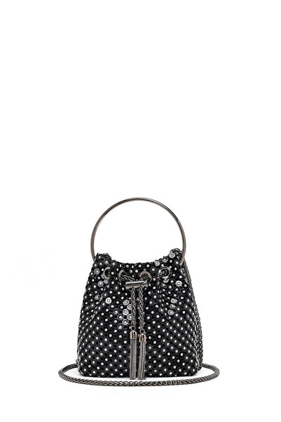 Derimod Geantă de mână neagră pentru rochie de seară mini cu lanț lung pentru...