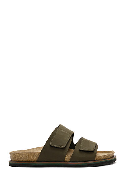 Derimod Papuci pentru bărbați din piele nubuc kaki 26SFD6225V3