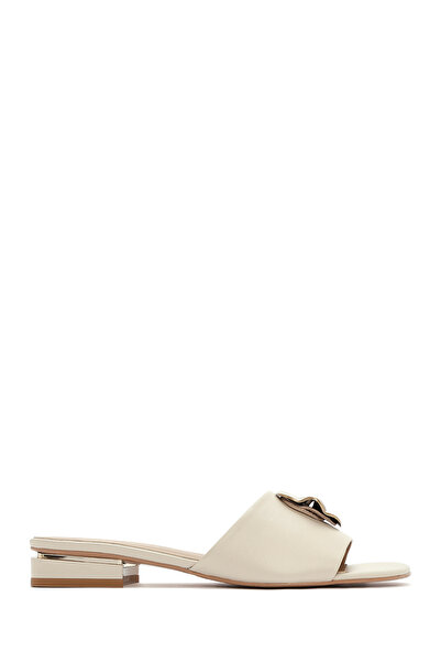 Derimod Women's Leather Slippers with Cream Accessories 26Sfd180718