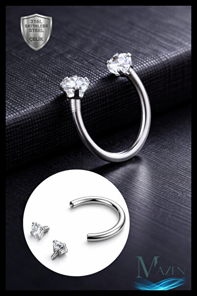 MAZEN Cerrahi Çelik Taşlı Piercing Kıkırdak Septum Helix Tragus