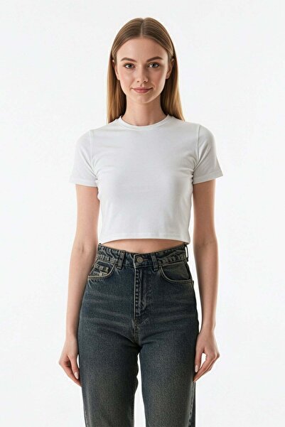 Fulla Moda Basic Crew Neck Crop T-Shirt