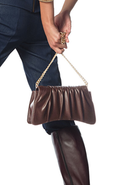 Derimod Geantă clasică de umăr cu curea cu lanț maro pentru femei 25ABD270018