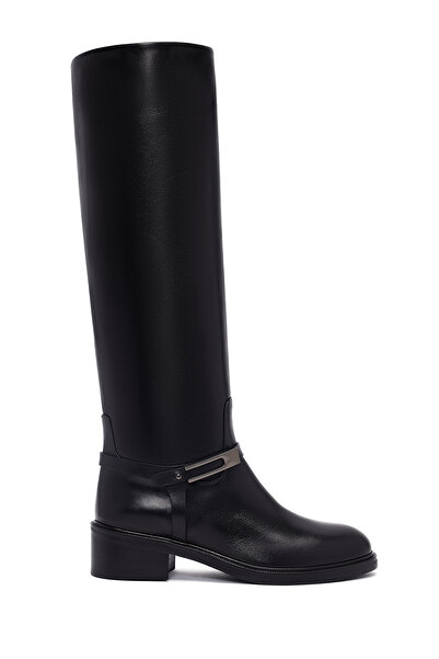 Derimod Women's Black Buckle Leather Boots 25Wfd101518