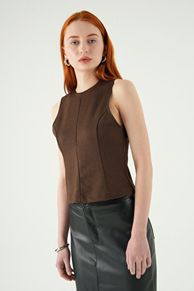 Rays 8433A Crew Neck Zero Sleeve Vest Coffee